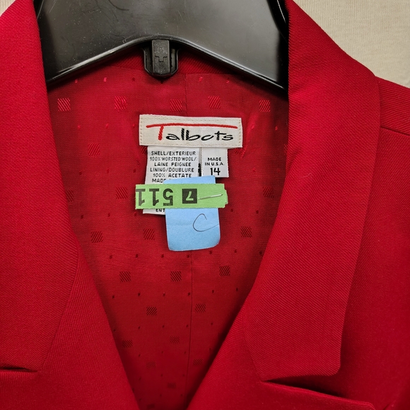 Talbots Women's Red Blazer with Gold Buttons - Picture 3 of 5